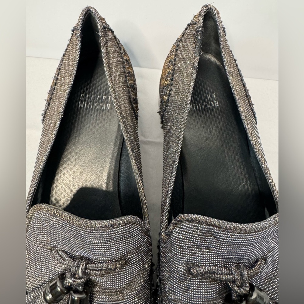 Stuart Weitzman Guy Thing Metallic Lurex Tassel Loafers - Picture 11 of 15